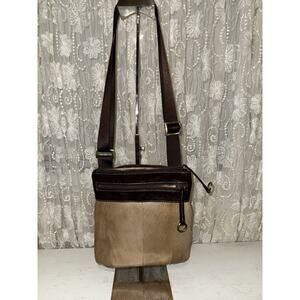 Diane Gail Bag Womens Leather Crossbody Shoulder Sling Springbok Fur Brown Tan